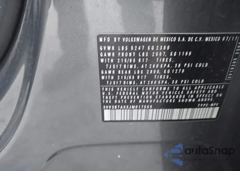 2018 Volkswagen Tiguan 2.0T Se/2.0T Sel z USA, uszkodzony, nr VIN 3VV3B7AXXJM017559